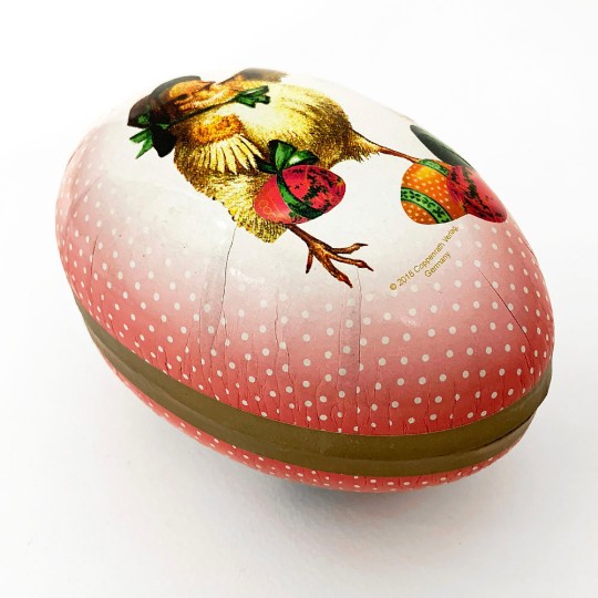 6" Vintage Chick Papier Mache Easter Egg Container ~ Germany